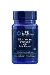 Life Extension Mushroom Immune with Beta Glucans, 30 vegetarian capsules for immune support.