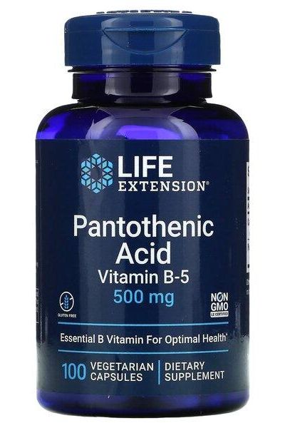 Life Extension - Pantothenic Acid (Vitamin B-5), 500mg - 100 vcaps - Nutri.se