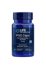 Life Extension PQQ Caps 10 mg, 30 vegetarian capsules for mitochondrial biogenesis support and cellular health.