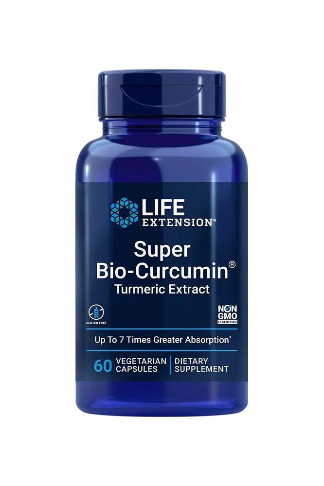 Life Extension Super Bio-Curcumin Turmeric Extract, 60 vegetarian capsules, dietary supplement for improved absorbability.