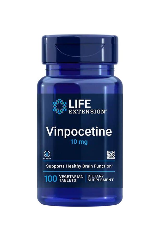 Life Extension Vinpocetine 10 mg vegetarian tablets bottle for brain health support