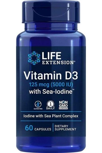 Life Extension - Vitamin D3 with Sea-Iodine, 5000IU - 60 caps - Nutri.se