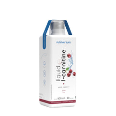 Nutriversum L-Carnitine 2500 mg liquid in sour cherry flavor, promoting fat burning and energy for workouts.