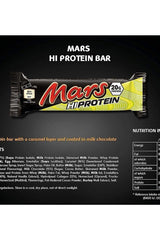 Mars Hi-Protein bar with 20g protein, low sugar, ideal post-workout snack, featuring caramel and milk chocolate.