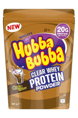 Hubba Bubba Clear Whey Protein Powder in Cola flavor, 405g package with high protein content for fitness enthusiasts.