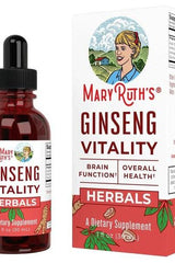 MaryRuth Organics Ginseng Vitality Liquid Drops, a dietary supplement for energy and overall health.
