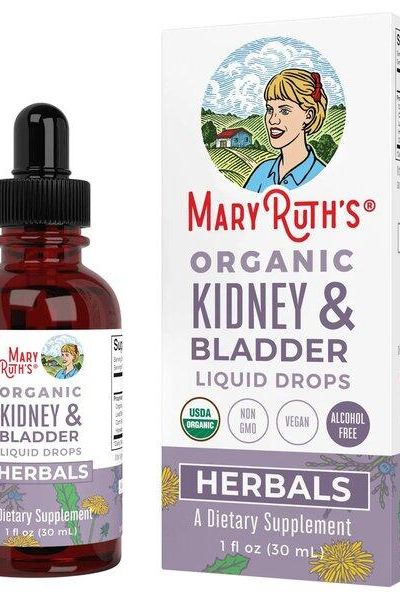 MaryRuth Organics Organic Kidney & Bladder Liquid Drops, 1 fl oz bottle for kidney health support, non-GMO, vegan, and alcohol-free.