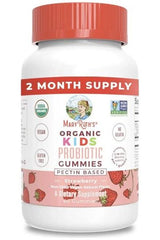 MaryRuth's Organic Kids Probiotic Gummies with strawberry flavor, vegan, gluten-free, 60 gummies per bottle, 2-month supply.