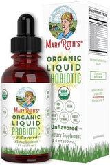 MaryRuth Organics Organic Liquid Probiotic in a 2 oz bottle, USDA Organic dietary supplement, supports gut health.