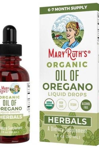 MaryRuth Organics Oil of Oregano liquid drops in a 1 oz bottle, supporting immune health and digestion.
