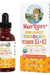MaryRuth Organics Organic Toddler Vitamin D3+K2 liquid drops, vegan dietary supplement for bone health.