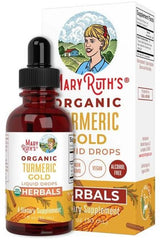 MaryRuth Organics Organic Turmeric Gold Liquid Drops bottle with box, dietary supplement for improved health.