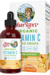 MaryRuth Organics Organic Vitamin C Liquid Drops bottle with packaging, promoting immune support and health.