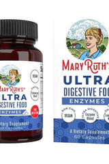 MaryRuth Organics Ultra Digestive Food Enzymes supplement bottle and packaging, vegan dietary capsules for digestion.