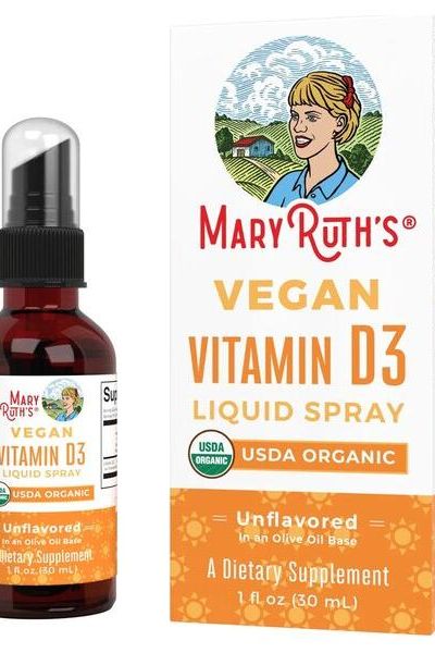 MaryRuth Organics Vegan Vitamin D3 Liquid Spray in a 1 oz bottle, USDA organic, unflavored dietary supplement.