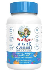 MaryRuth Organics Vitamin C Gummies with cherry, orange, and grape flavors, vegan and gluten-free dietary supplement.