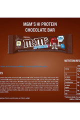 M&M'S Hi-Protein Chocolate Bar with 15g protein, nutritious post-workout snack, featuring mini M&M's.