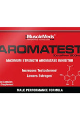MuscleMeds Aromatest packaging displaying maximum strength aromatase inhibitor for male performance.