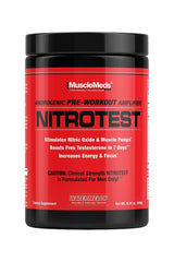 MuscleMeds Nitrotest Pre-Workout and Test Booster, enhances energy and testosterone, watermelon flavor, 19.5 oz.