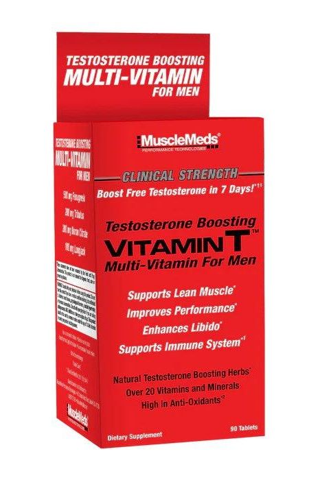 MuscleMeds Vitamin T testosterone boosting multi-vitamin for men, 90 tablets, supports muscle and performance.