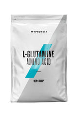 Myprotein L-Glutamine amino acid powder pouch for dietary supplementation.