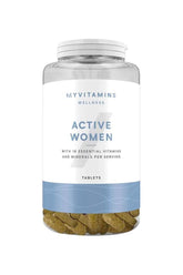 Myprotein Myvitamins Active Women Multivitamin bottle with 120 tablets for active women's health support.
