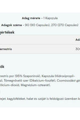 Nutrition facts for Myprotein Myvitamins Tribulus Terrestris, highlighting serving size and active ingredients.