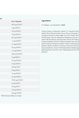 Myprotein Vegan A-Z Multivitamin supplement facts and ingredients list on packaging.