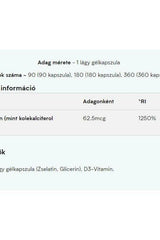 Myprotein Vitamin D3 supplement information, showing dosage and ingredients in softgel format.