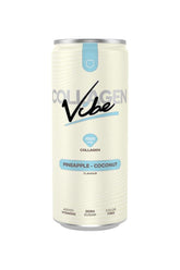 Nanosupps Collagen Vibe drink can in pineapple-coconut flavor, sugar-free and color-free.