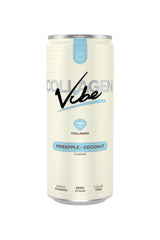 Nanosupps Collagen Vibe drink can in pineapple-coconut flavor, sugar-free and color-free.