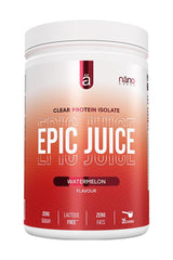 Nanosupps Epic Juice Clear Whey Protein Isolate in watermelon flavor, 22g protein per serving, zero sugar, lactose free.