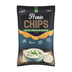 NanoSupps Protein Chips Sour Cream & Onion flavor, high in protein, vegetarian snack, healthy alternative to regular chips.