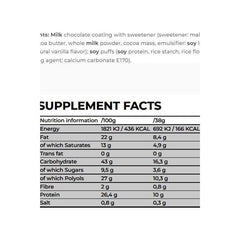 Nutrition facts for Nanosupps Protein Pops detailing protein, fat, carbohydrates, and ingredients.