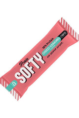 NanoSupps Softy Protein Bar in Choco-Caramel flavor, 18% protein and no added sugar, showcasing soft texture.