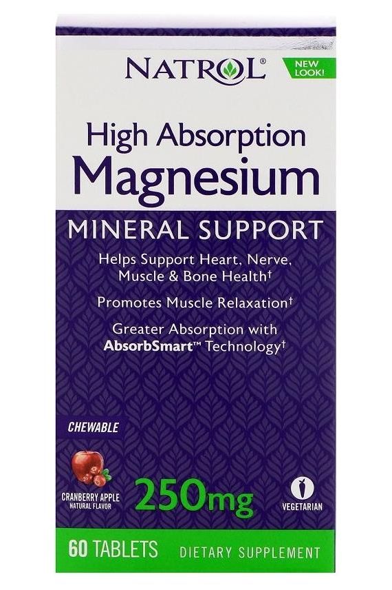 Natrol - Magnesium High Absorption, 250mg Cranberry Apple - 60 chewable tabs - Nutri.se