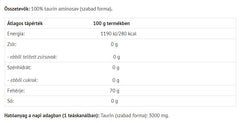 Natur Tanya Taurine Powder ingredienser etikett