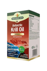 Natures Aid Antarctic Krill Oil 500mg - 60 softgels, supports heart, brain, and eye health, omega-3 supplement.
