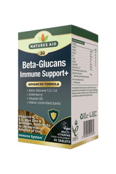 Natures Aid Beta-Glucans Immune Support+ box with vitamins for immune health and vegan formula.