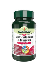 Natures Aid Complete Multi-Vitamins & Minerals in a green bottle with 90 tablets for daily health support.