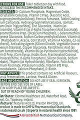 Natures Aid Complete Multi-Vitamins & Minerals product label including ingredients and usage instructions.