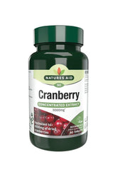 Natures Aid Cranberry 5000mg concentrated extract tablets for urinary tract health, vegan-friendly, 90 count bottle.