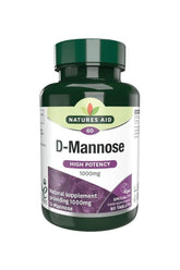 Natures Aid D-Mannose 1000 mg supplement bottle, 60 tablets for urinary health support.