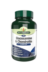 Natures Aid Glucosamine & Chondroitin Complex capsules bottle with Vitamin C, botanicals, and 90 count.