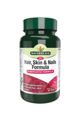 Natures Aid Hair, Skin & Nails Formula 30 Tablets for healthy hair, skin and nails, vegan and non-GMO dietary supplement.