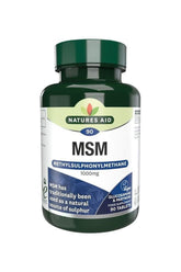 Natures Aid MSM 1000mg supplements - 90 tablets, a natural source of sulphur for health.