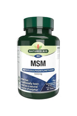 Natures Aid MSM 1000mg supplements - 90 tablets, a natural source of sulphur for health.