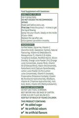 Instructions and ingredients for Natures Aid Multivitamin Daily Oral Spray in lemon and orange flavor.