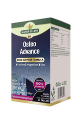 Natures Aid Osteo Advance Bone Support Formula 60 Tablets for healthy bones and calcium absorption.