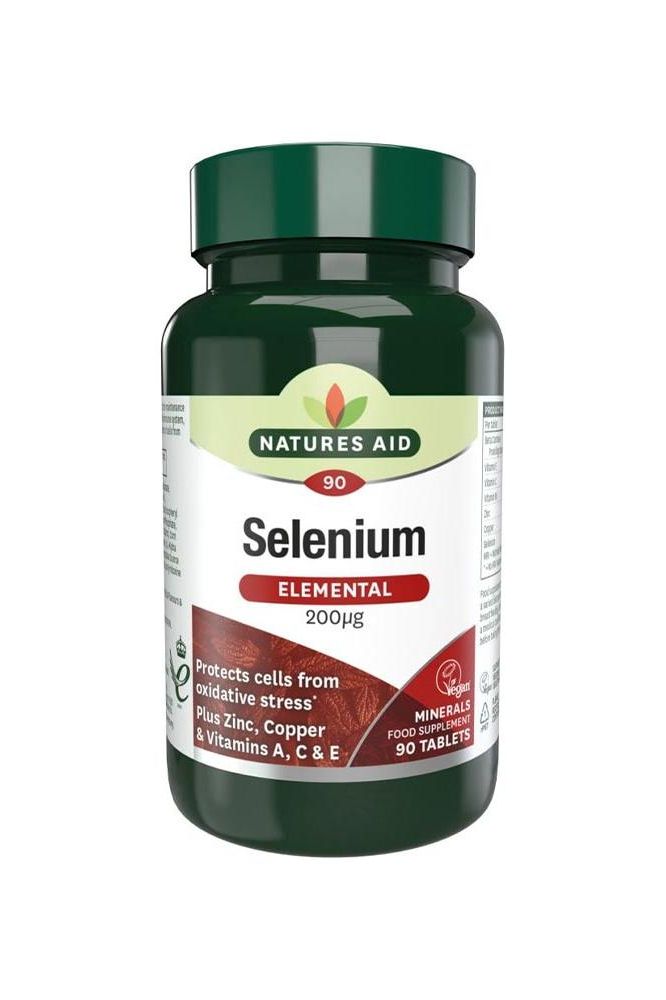 Natures Aid Selenium 200 mcg - 90 Tablets, supports immunity and protects cells from oxidative stress.